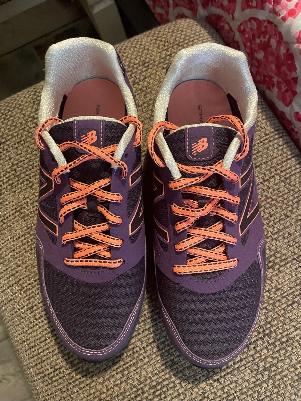 New Balance Women’s Purple Athletic Sneakers with Coral Laces